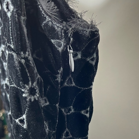 Free People Women’s Beaded Black Velvet Mini Shift Dress - Picture 9 of 15